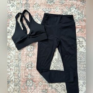 Fabletics Black High-Waisted Leggings with Black Sports Bra